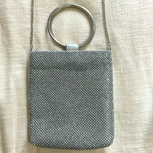 Rhinestone evening handbag. Interior zipper.